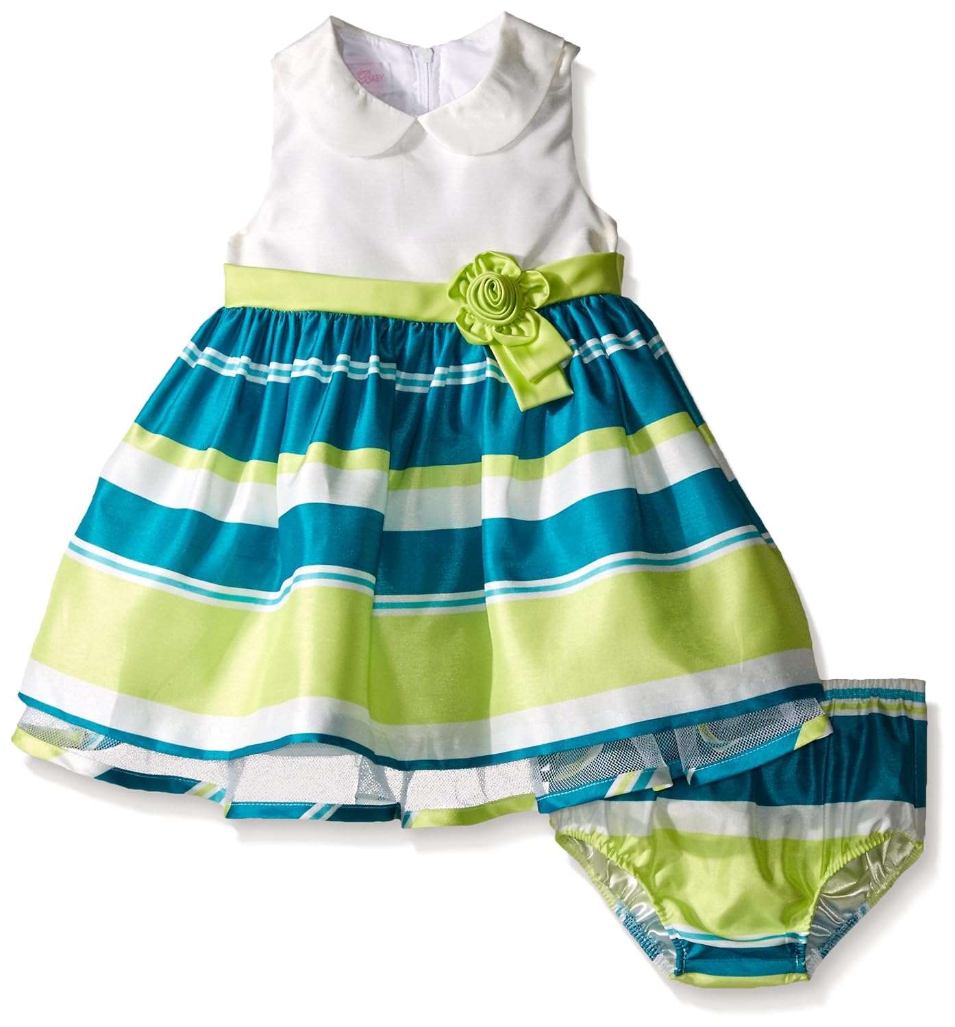 bonnie baby baby girls shantung to stripe dress